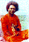 Holding a statue of Krishna