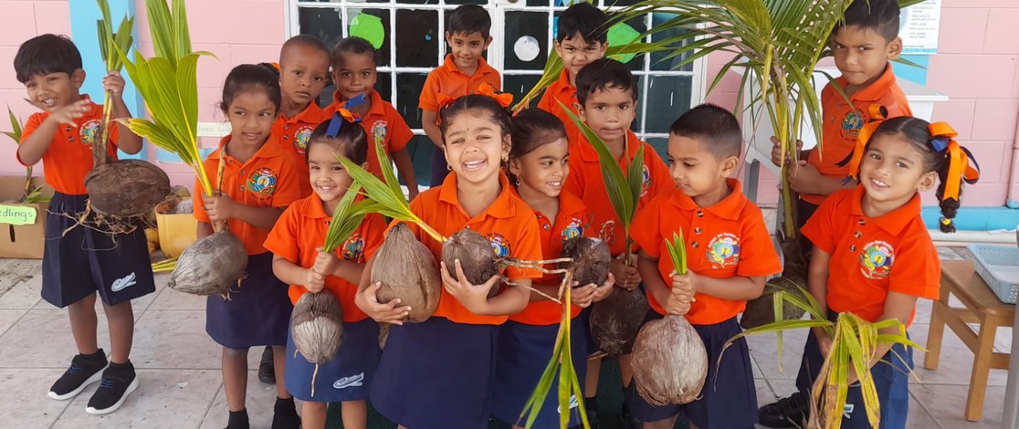 Preschool Kids With Coconut Trees