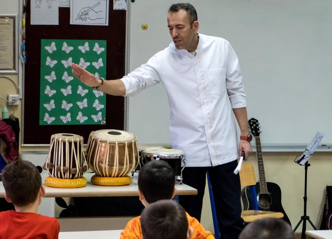 Bosnia Music Workshop Teacher Leading Percussion 01